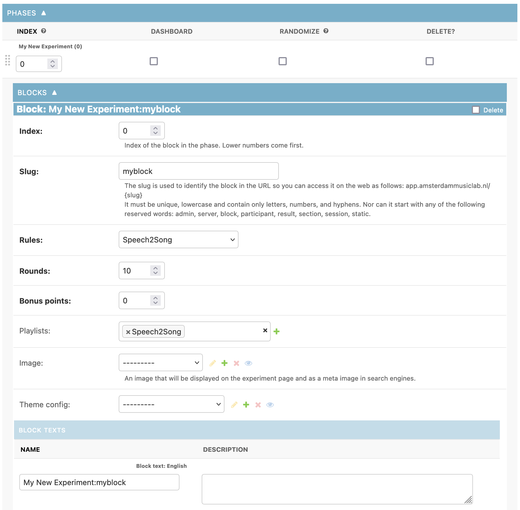 Configuring a Block