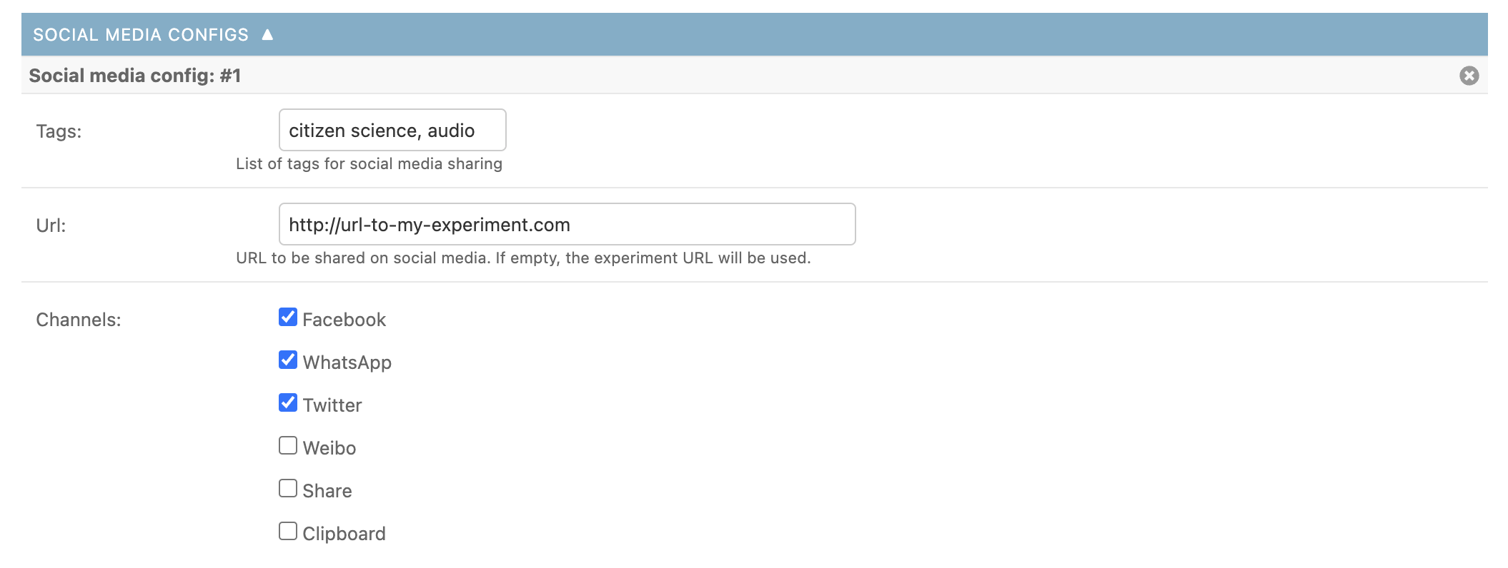 Social media configuration