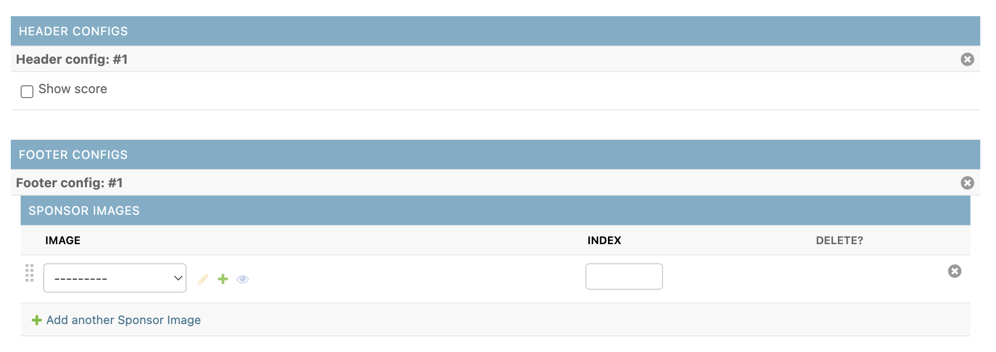 Header and footer configuration